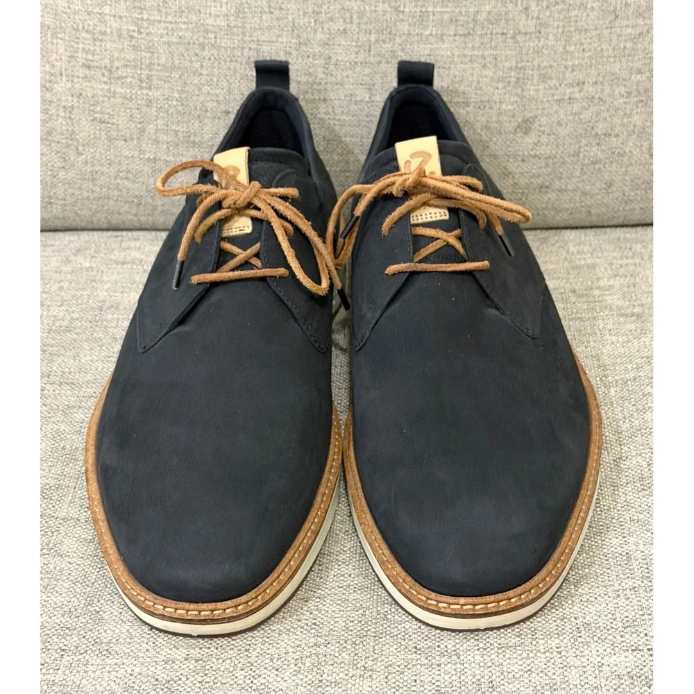 ECCO ST.1 Hybrid Lite Plain Toe Derby Shoes Navy Nubuck Mens 13 Made in Portugal